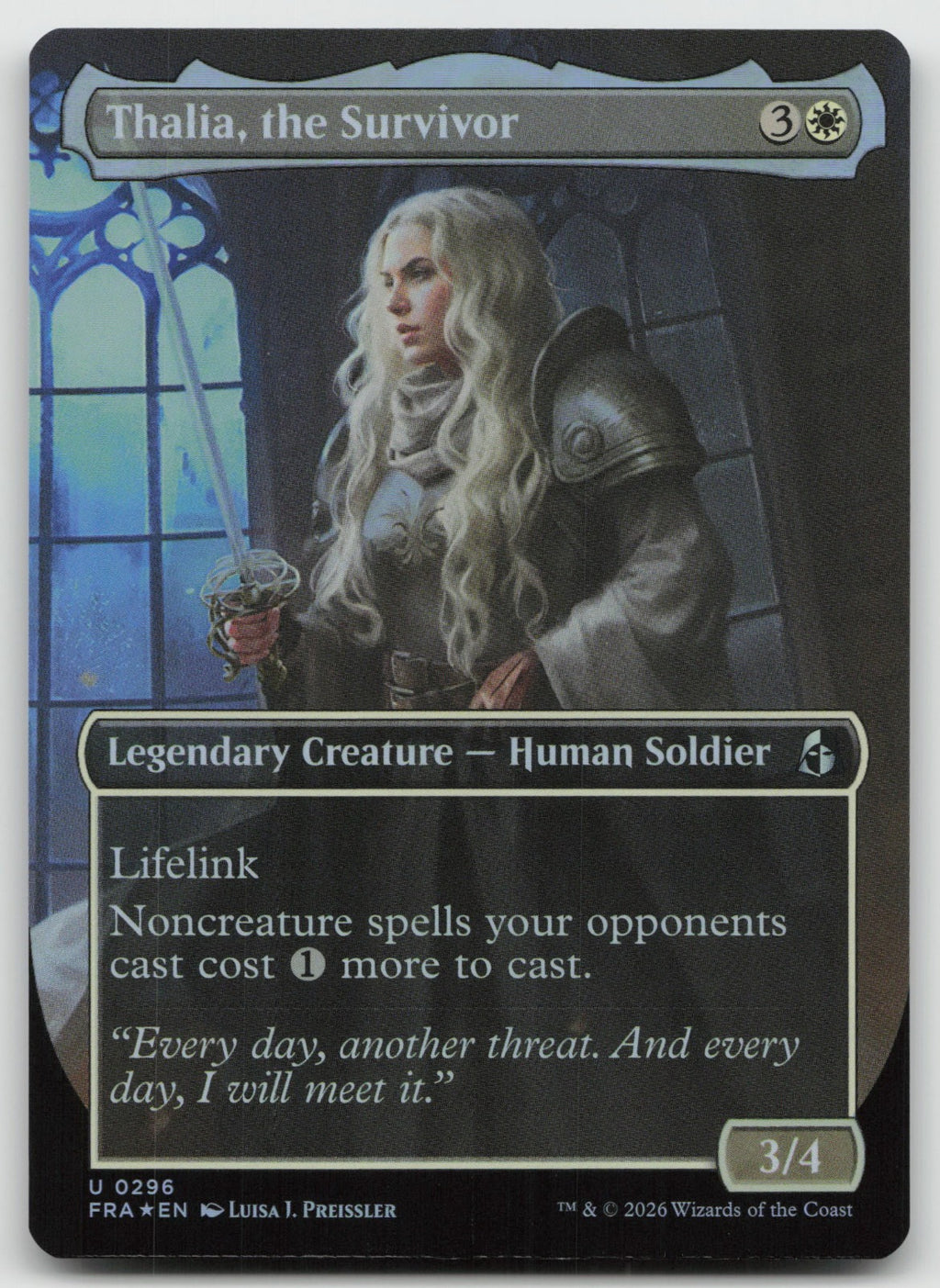 Thalia, the Survivor (Borderless) U Foil Reality Fracture 296 NM