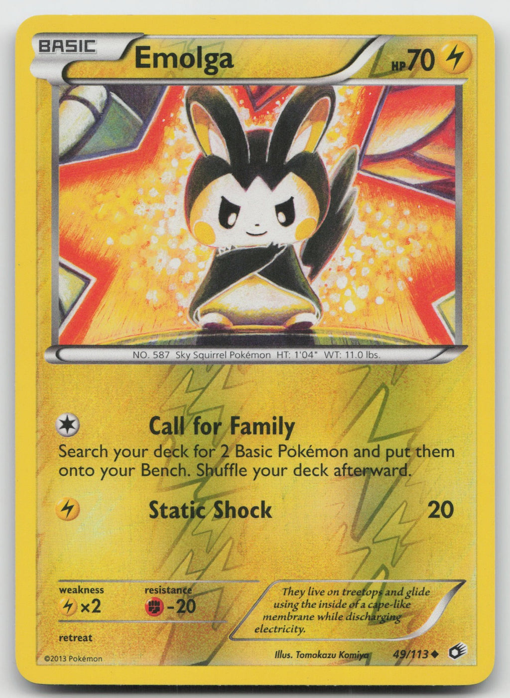 Emolga Uncommon Reverse Holo Legendary Treasures 49/113 NM/VLP