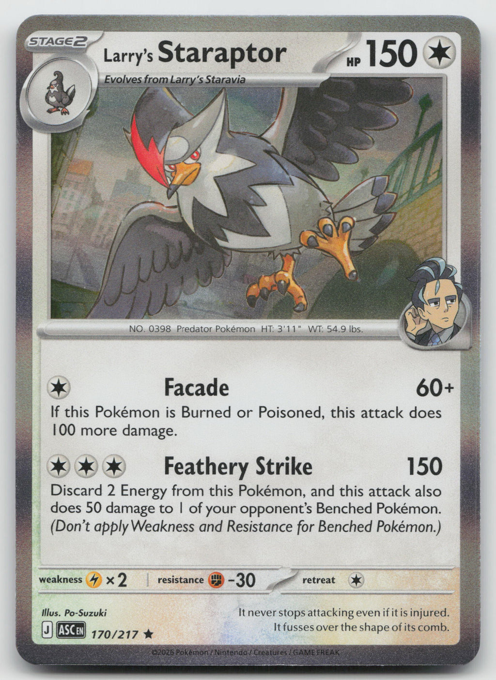 Larry's Staraptor - Rare Holo ME: Ascended Heroes 170/217 NM
