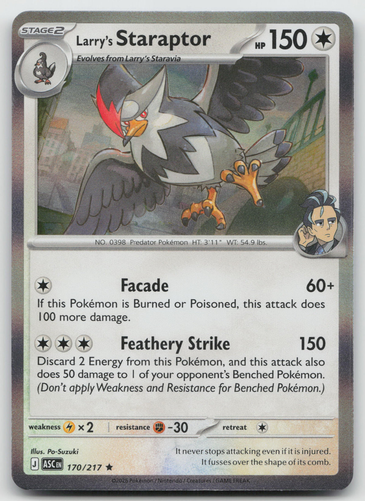 Larry's Staraptor - Rare Holo ME: Ascended Heroes 170/217 NM
