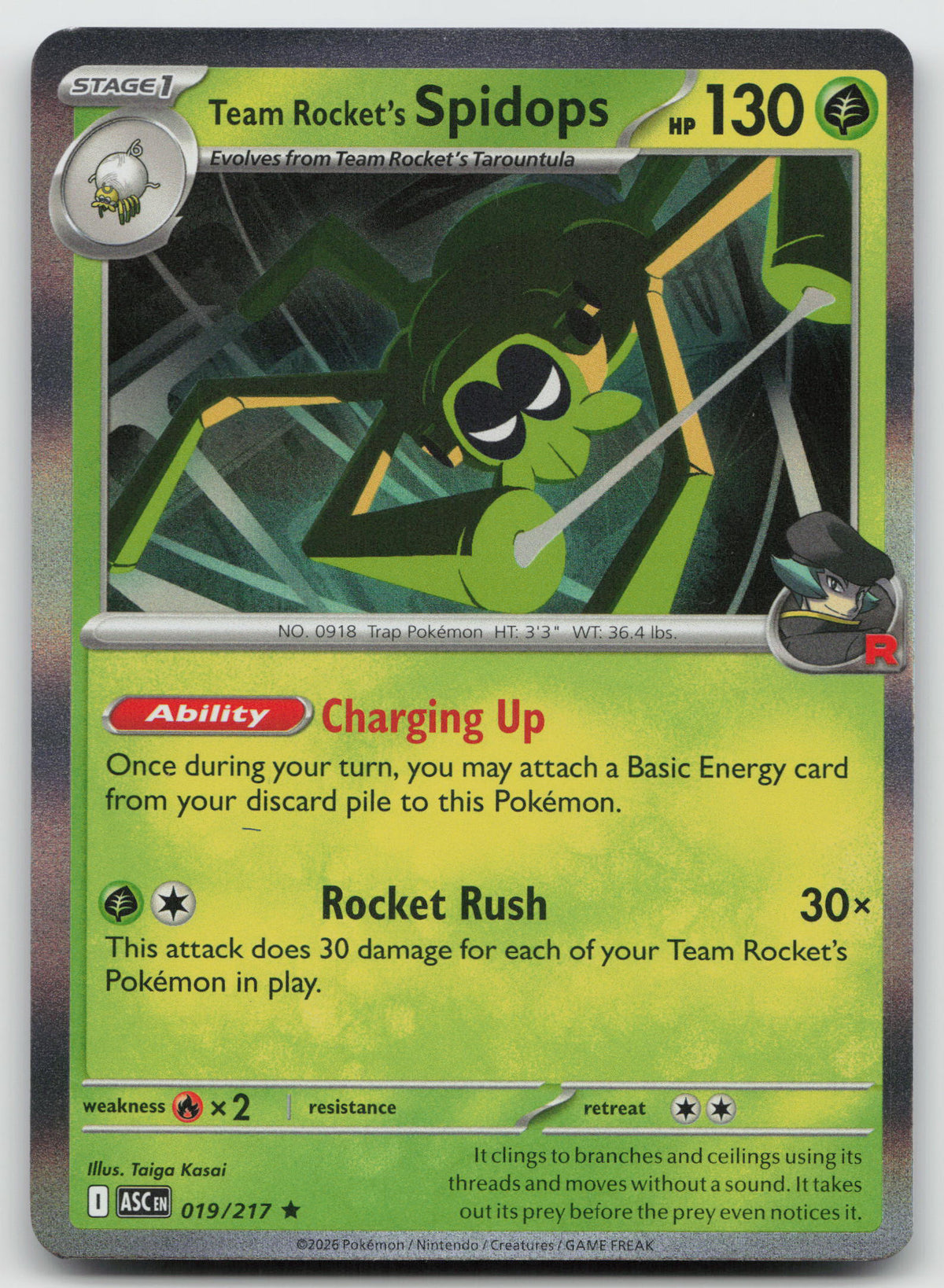Team Rocket's Spidops Rare Holo ME: Ascended Heroes 019/217 NM