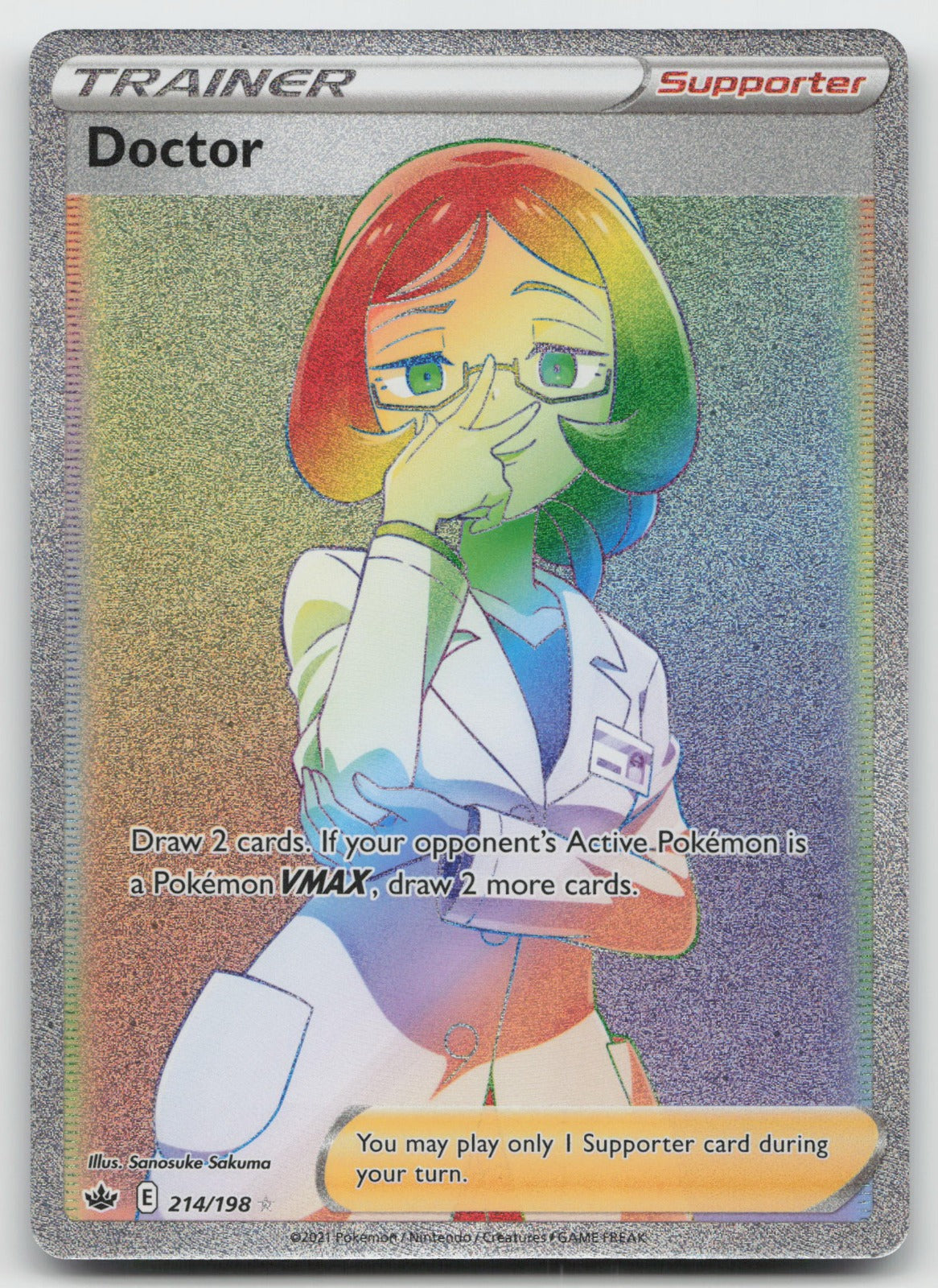 Doctor (Secret) Holo Rainbow Rare SWSH06: Chilling Reign 214/198 NM