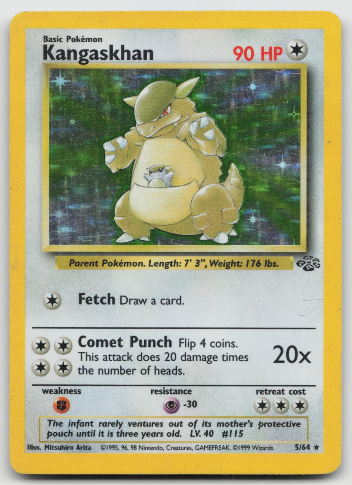 Kangaskhan Unlimited Holo Rare Jungle 5/64 DMG