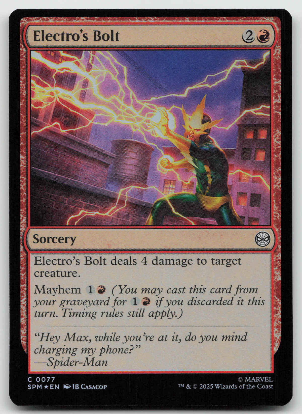 Electro's Bolt C Foil Marvel's Spider-Man 77 NM