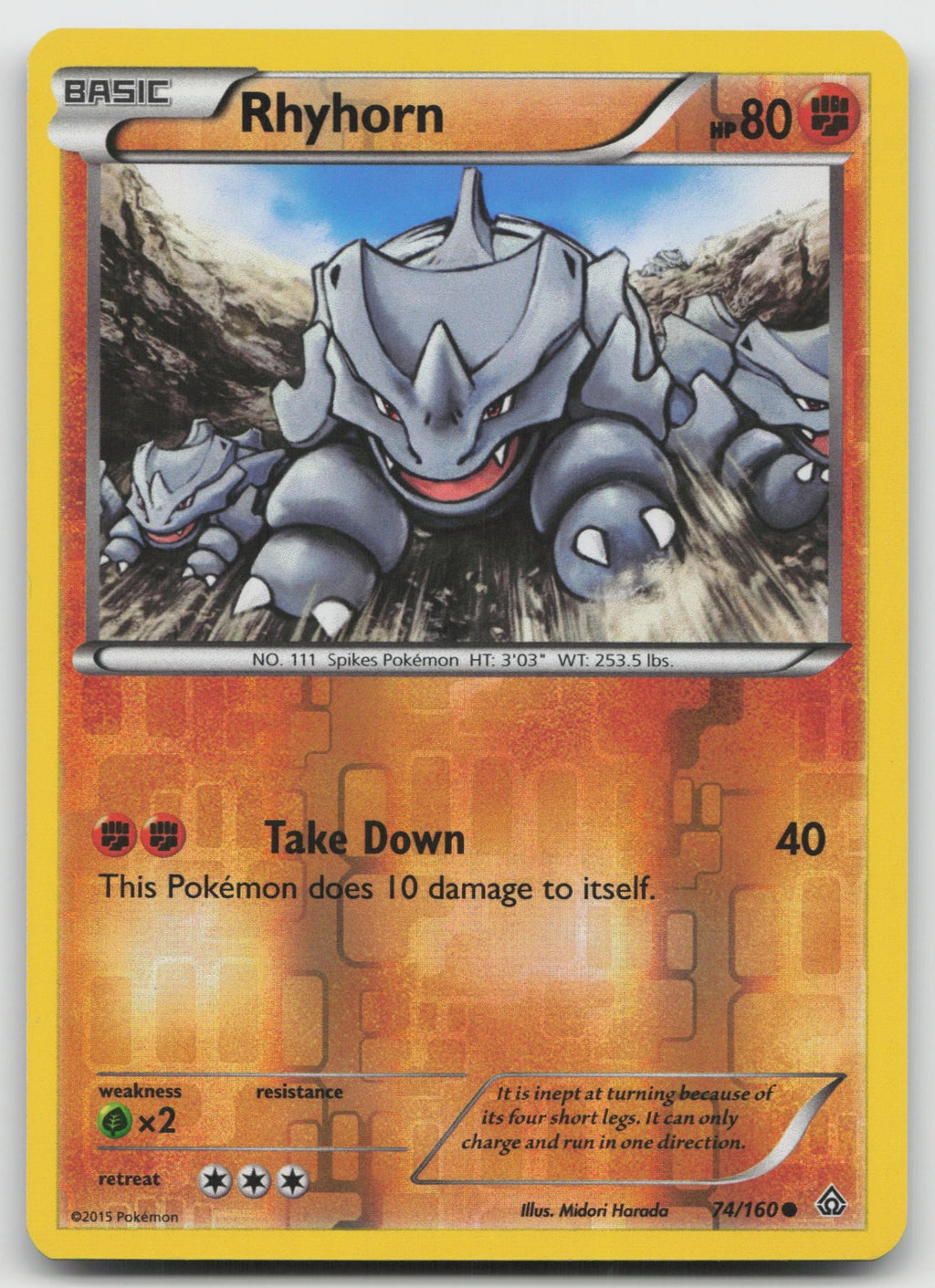 Rhyhorn Common Reverse Holo XY - Primal Clash 74/160 VLP