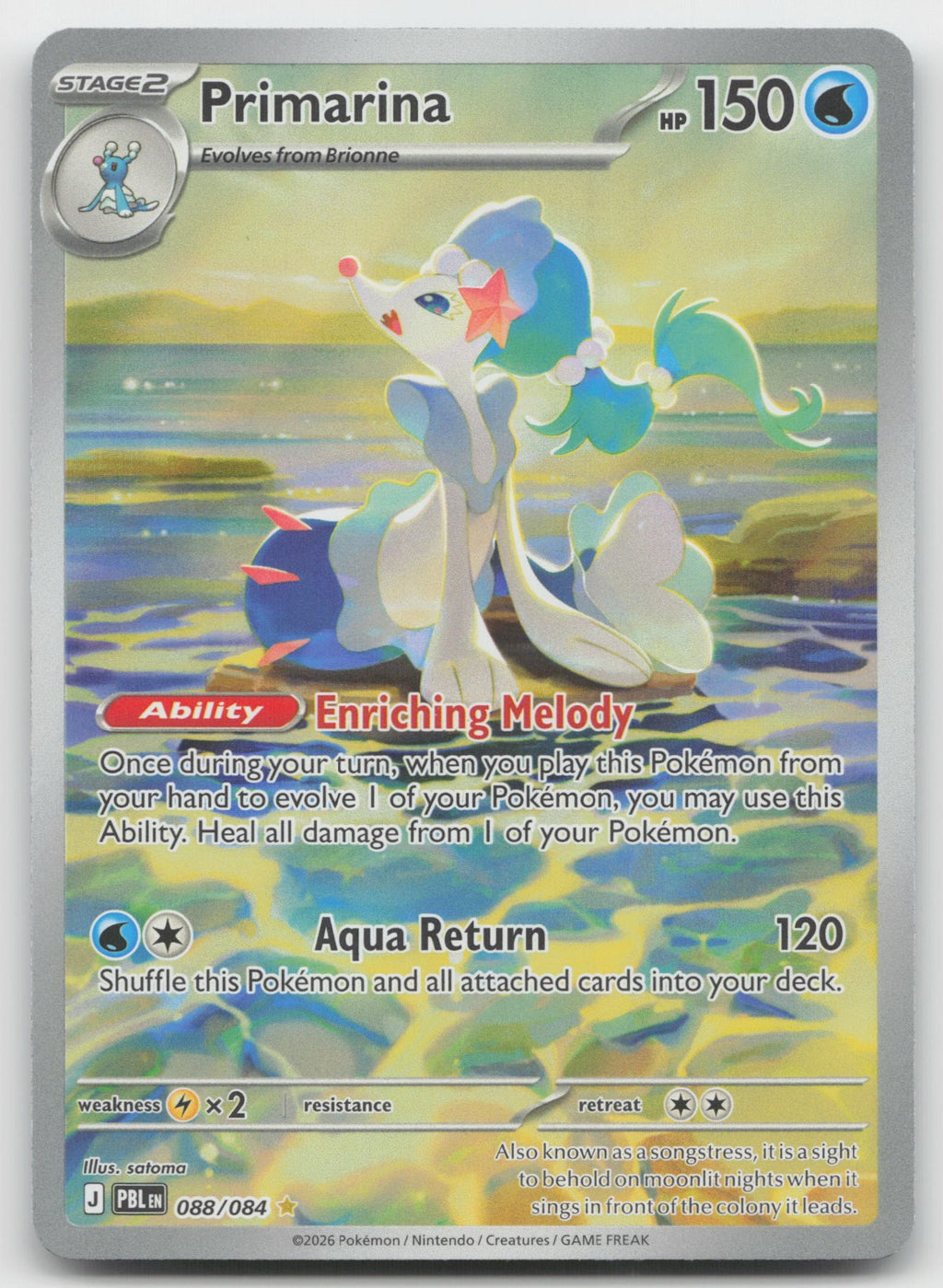Primarina Holo Illustration Rare ME05: Pitch Black 088/084 NM