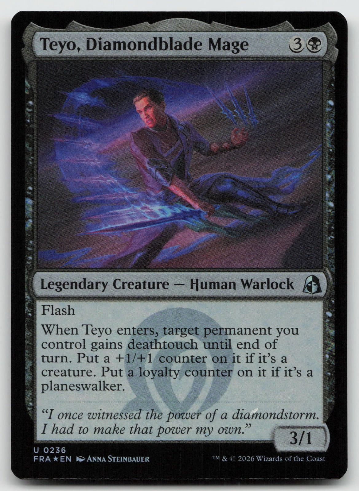 Teyo, Diamondblade Mage U Foil Reality Fracture 236 NM