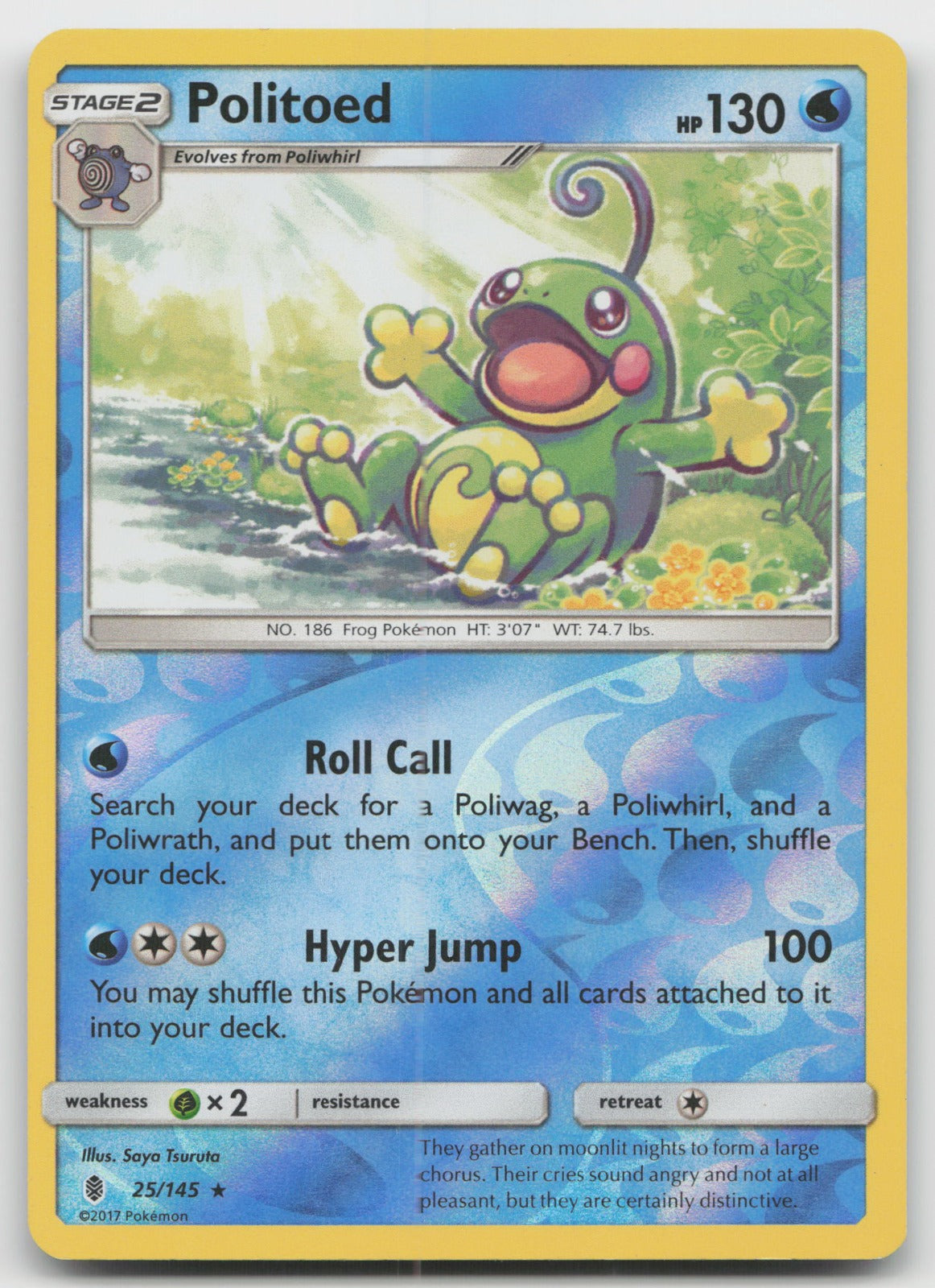 Politoed Reverse Holo Rare SM - Guardians Rising 25/145 LP
