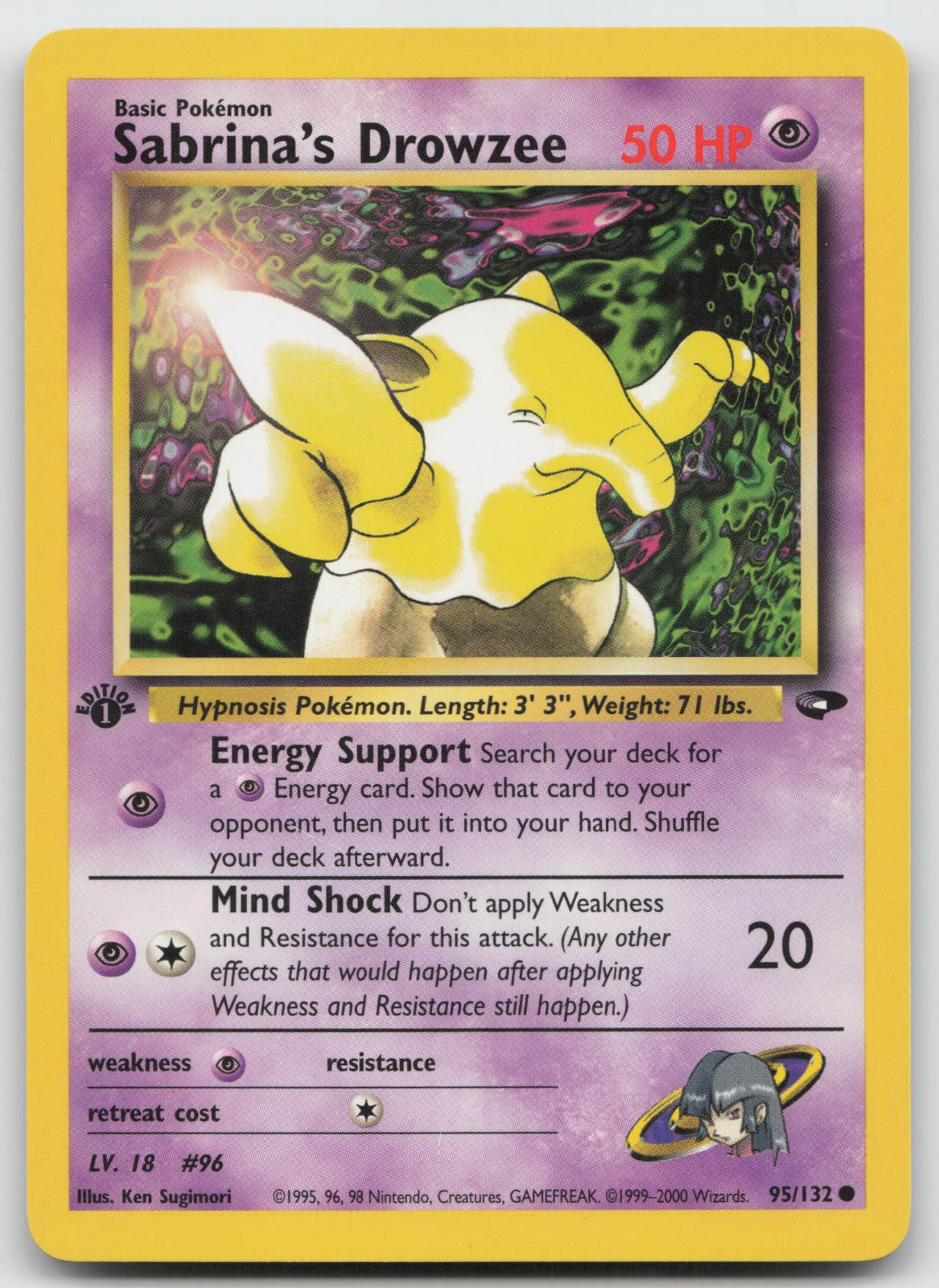 Sabrina's Drowzee Common 1st Edition Gym Challenge 95/132 NM