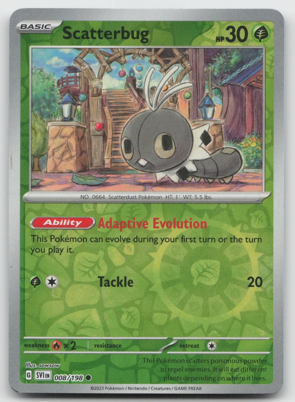 Scatterbug Reverse Holo Common SV01: Scarlet & Violet Base Set 008/198 NM
