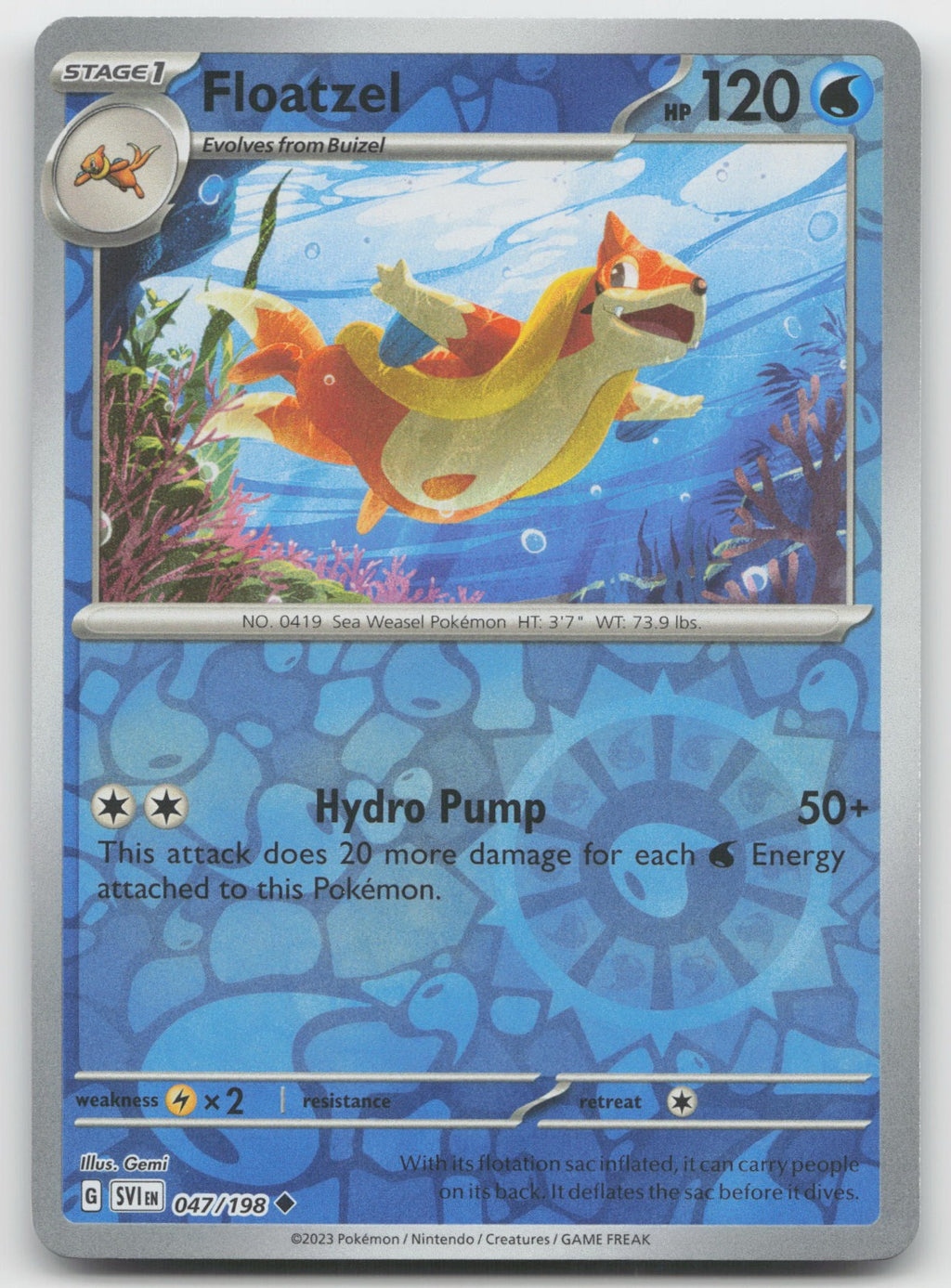 Floatzel Reverse Holo Uncommon SV01: Scarlet & Violet Base Set 047/198 NM
