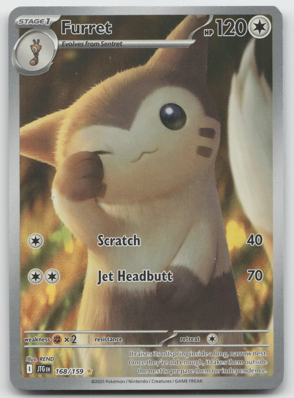 Furret Holo Illustration Rare SV09: Journey Together 168/159 NM