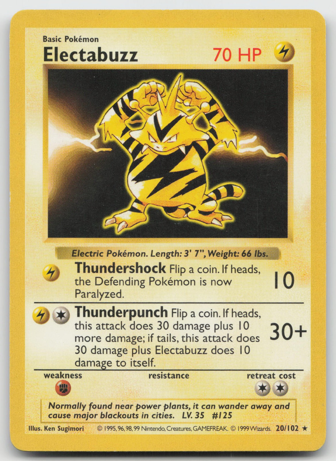 Electabuzz Rare Base Set (Shadowless) 20/102 HP