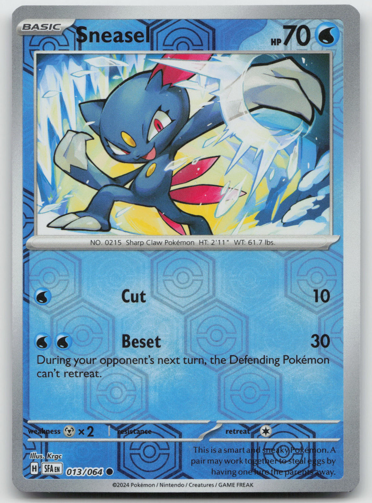 Sneasel Common Reverse Holo SV: Shrouded Fable 013/064 NM