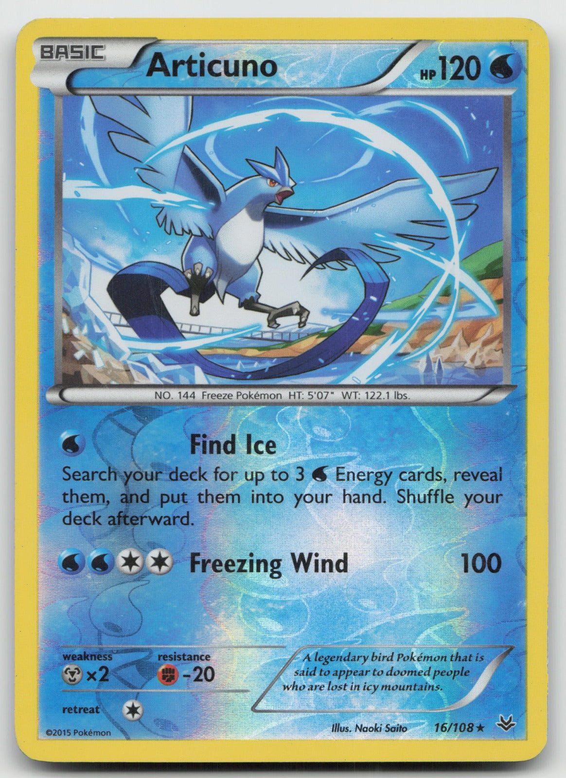Articuno Rare Reverse Holo XY - Roaring Skies 16/108 LP