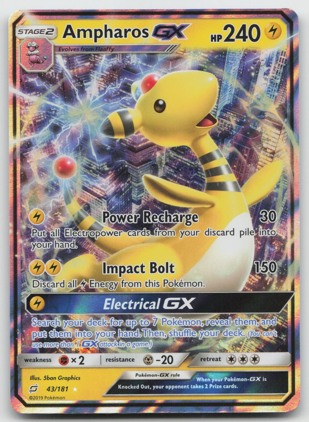 Ampharos GX Holo Ultra Rare SM - Team Up 43/181 NM