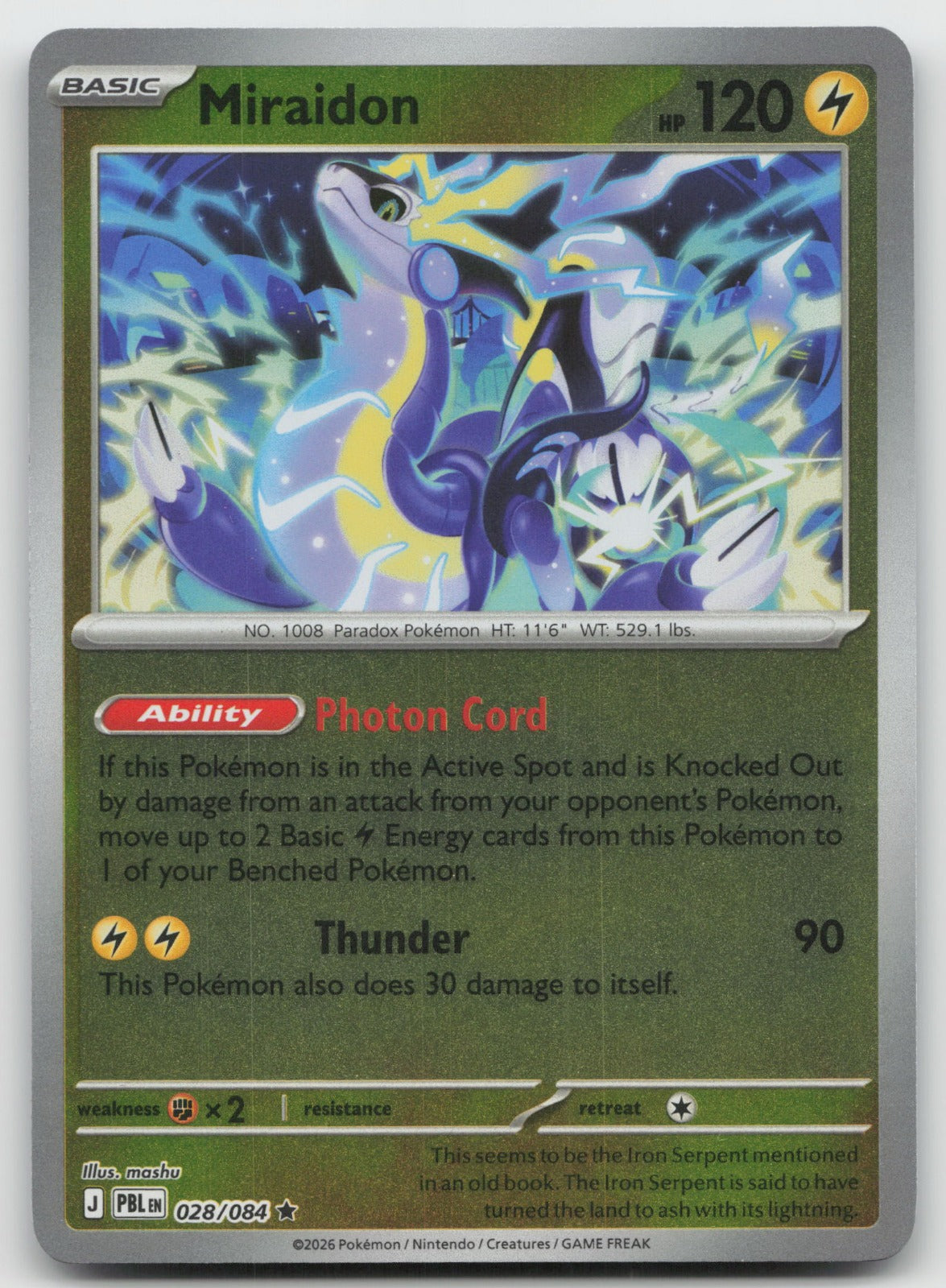 Miraidon Reverse Holo Rare ME05: Pitch Black 028/084 NM