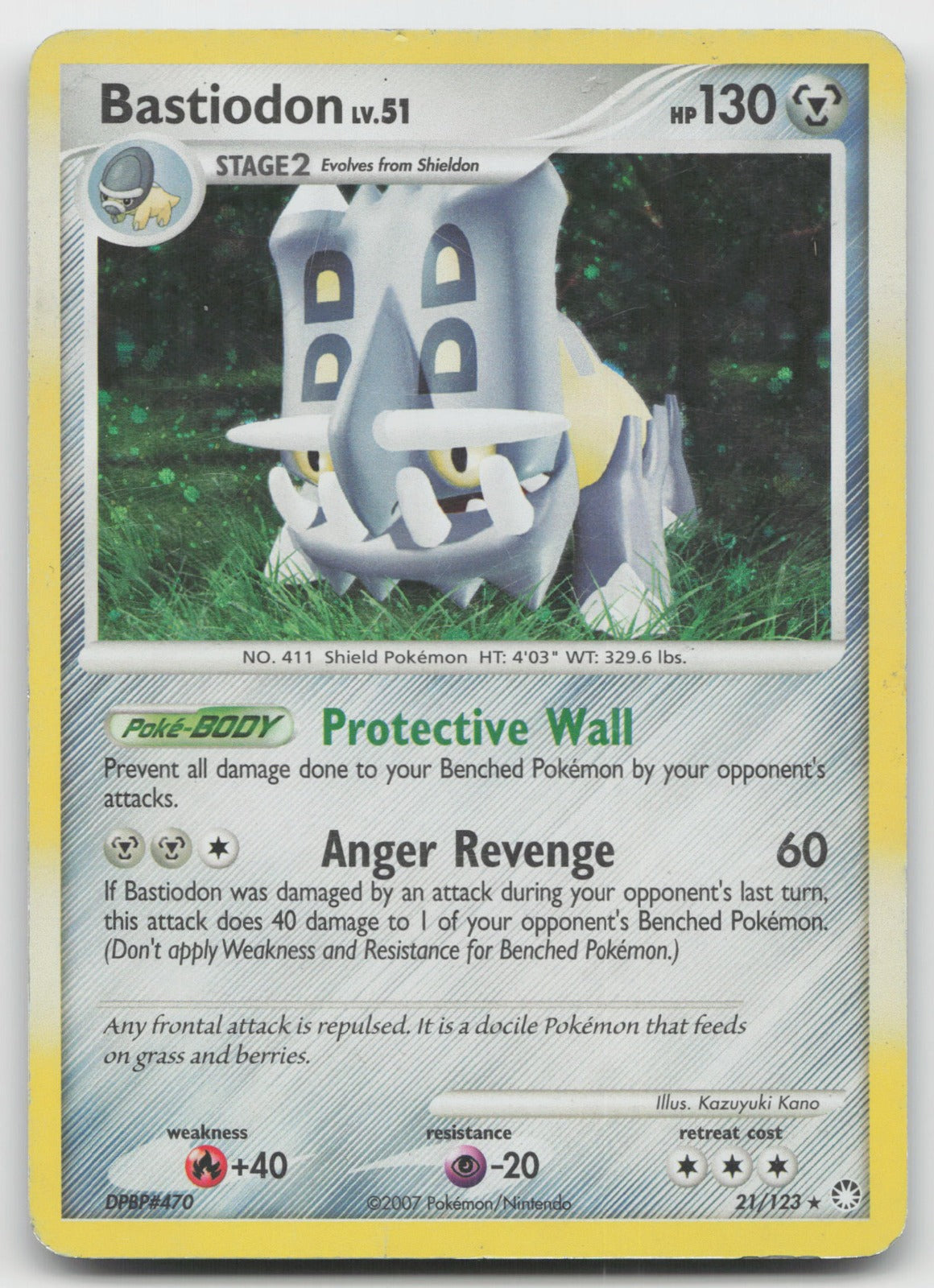 Bastiodon - (DP Mysterious Treasures) Holo Rare Deck Exclusives 21/123 DMG
