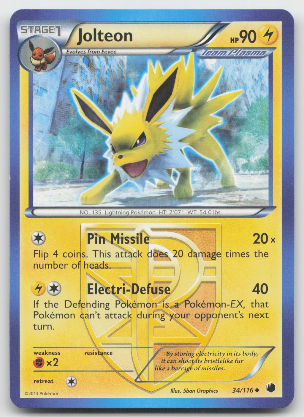 Jolteon (Team Plasma) Uncommon Plasma Freeze 34/116 LP