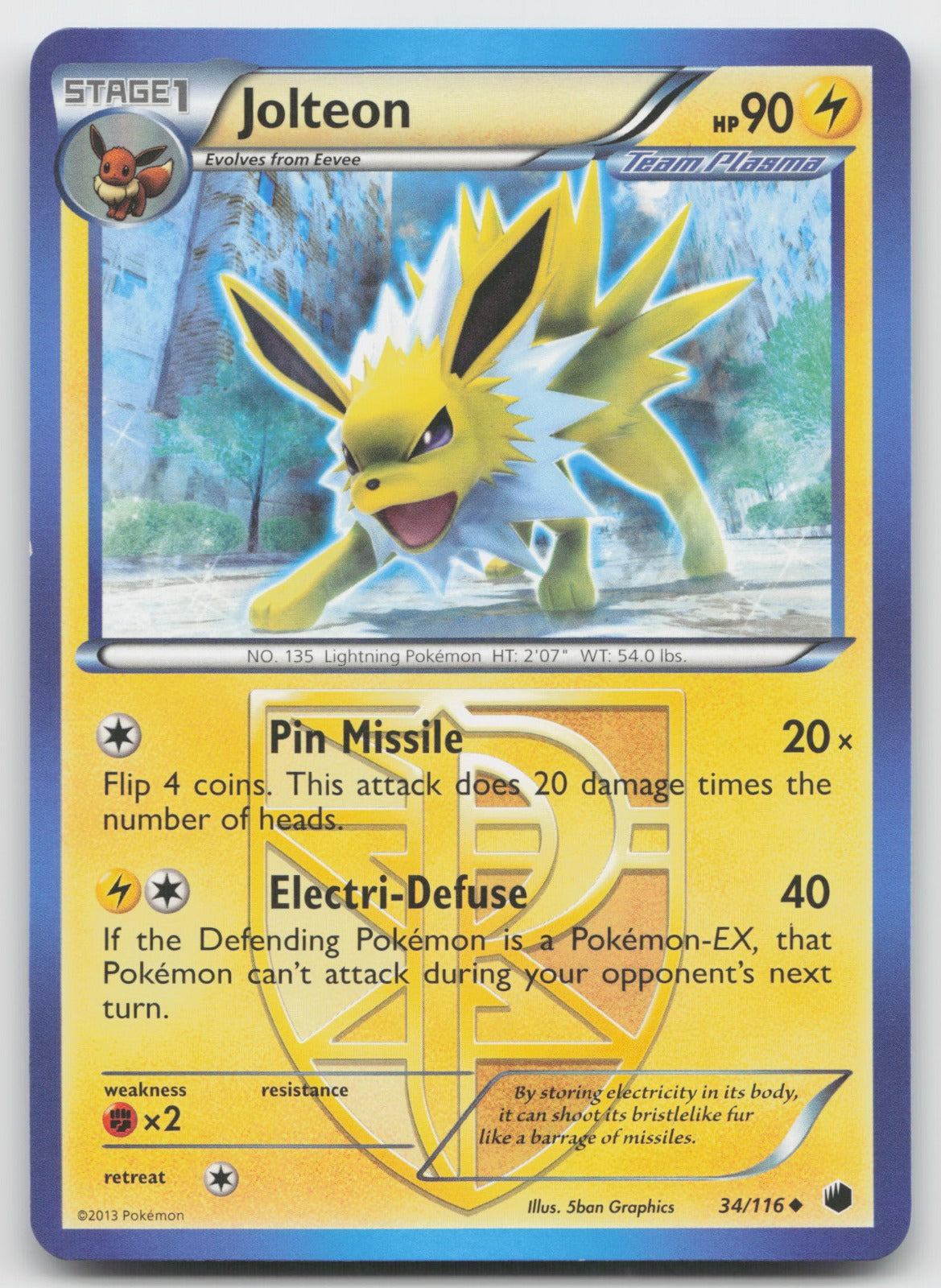 Jolteon (Team Plasma) Uncommon Plasma Freeze 34/116 LP