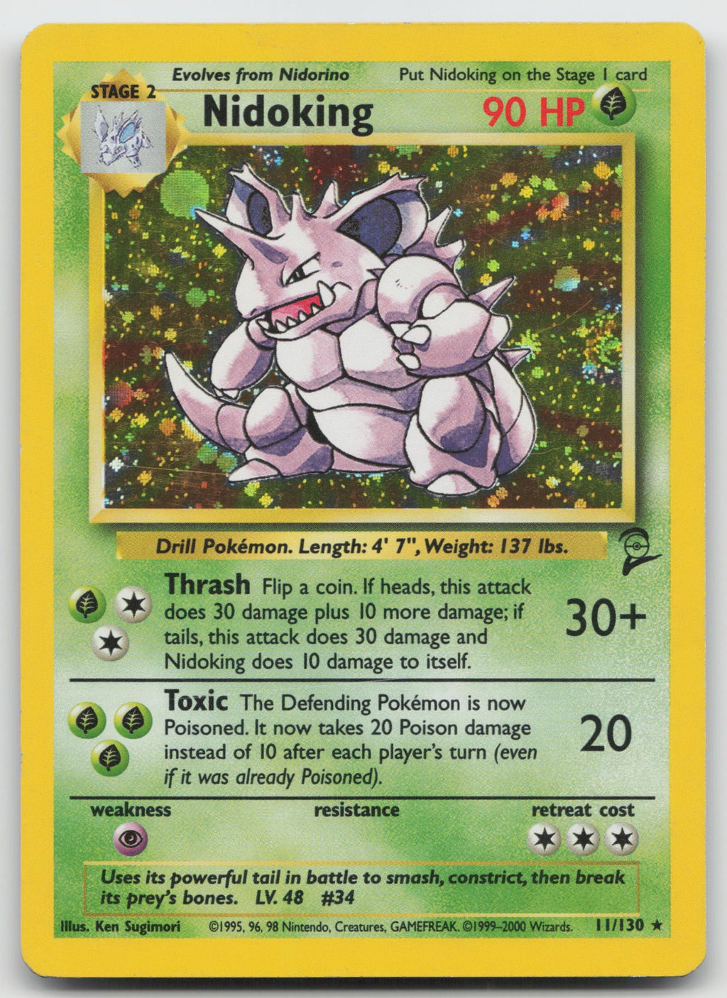 Nidoking Holo Rare Base Set 2 11/130 HP