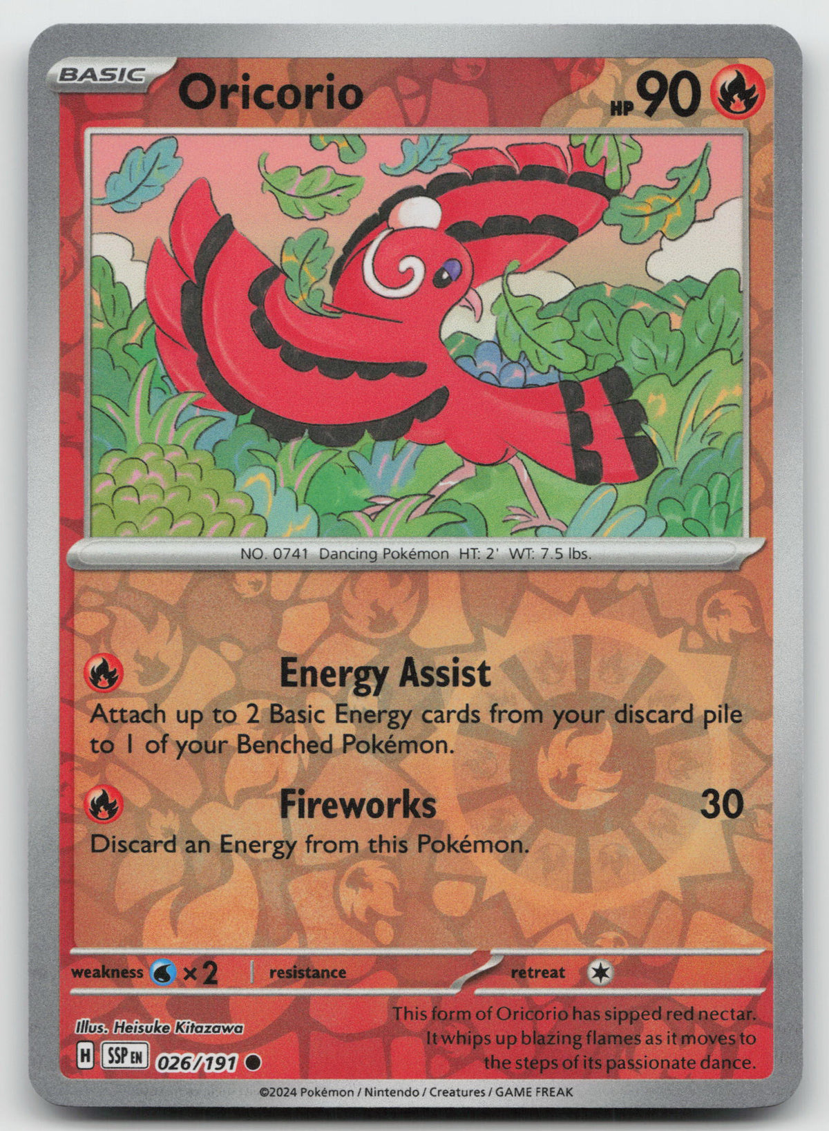 Oricorio Common Reverse Holo SV08: Surging Sparks 026/191 NM