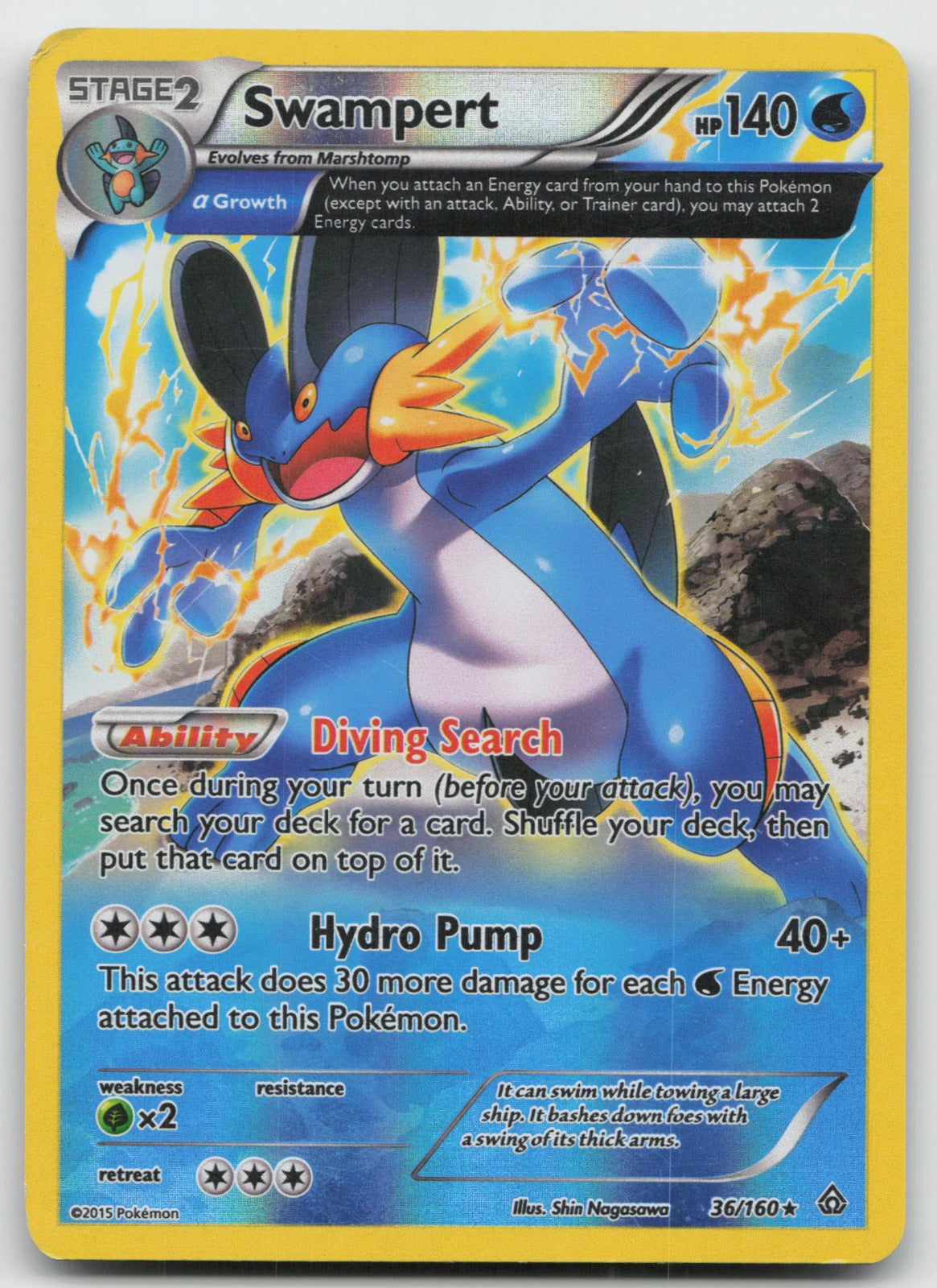 Swampert (Alpha) Reverse Holo Rare XY - Primal Clash 36/160 LP