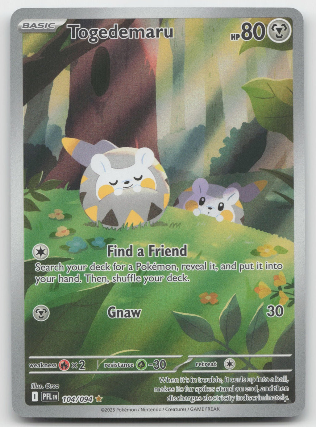 Togedemaru Holo Illustration Rare ME02: Phantasmal Flames 104/094 NM
