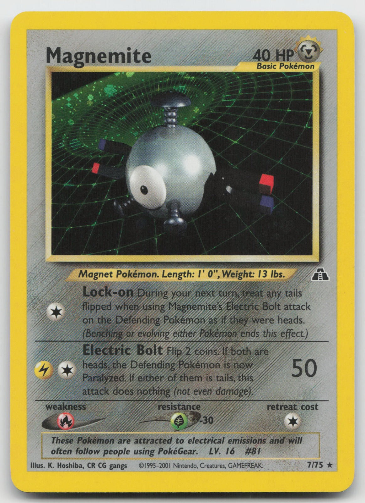Magnemite Unlimited Holo Rare Neo Discovery 7/75 HP