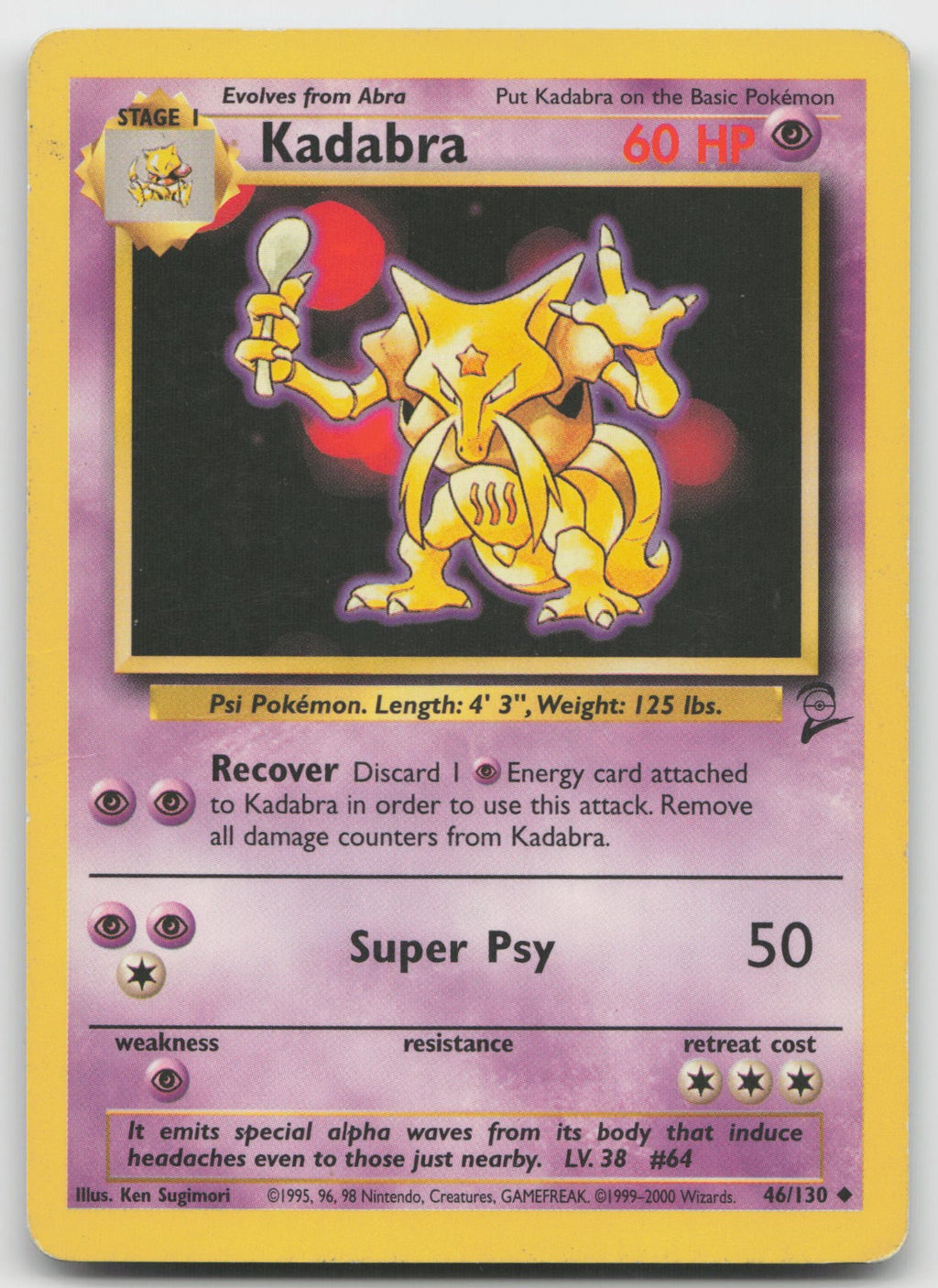 Kadabra Uncommon Base Set 2 46/130 MP