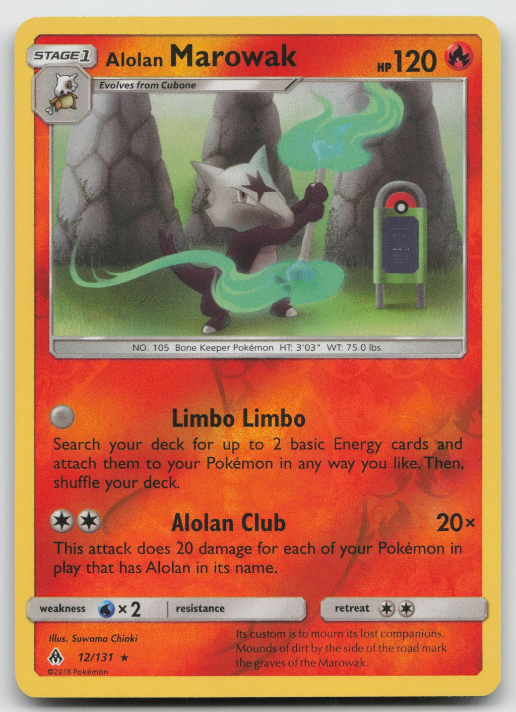 Alolan Marowak Reverse Holo Rare SM - Forbidden Light 12/131 NM
