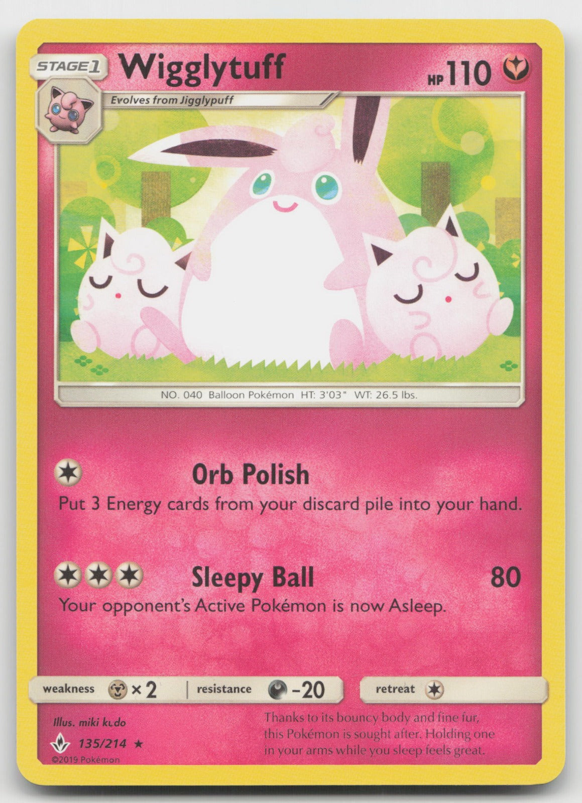Wigglytuff Rare SM - Unbroken Bonds 135/214 NM