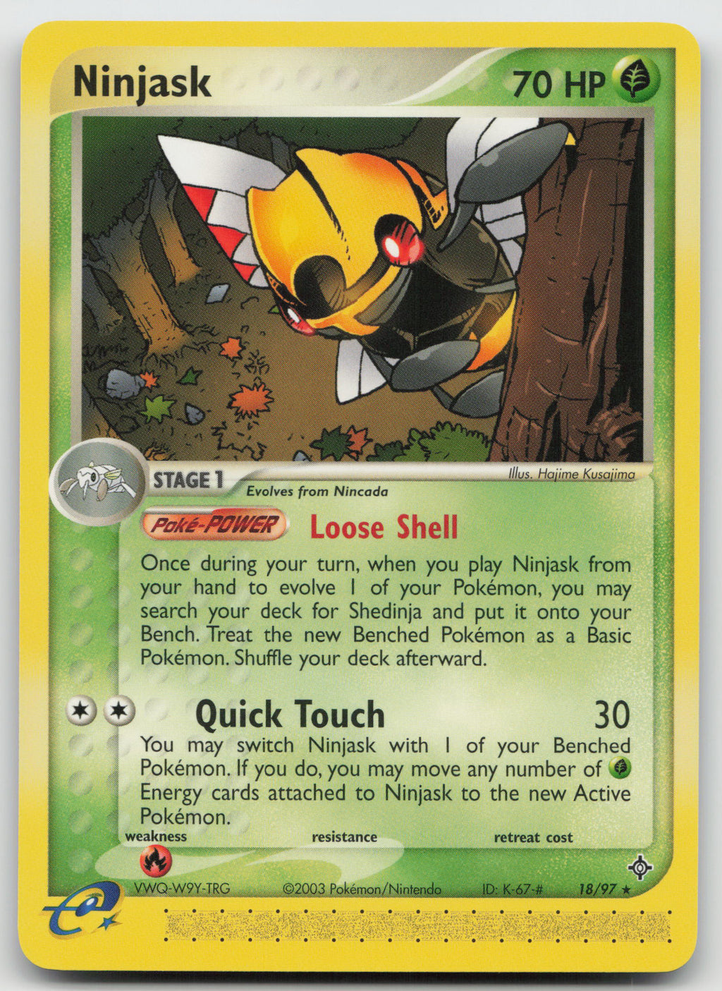 Ninjask Rare Normal Dragon 18/97 LP