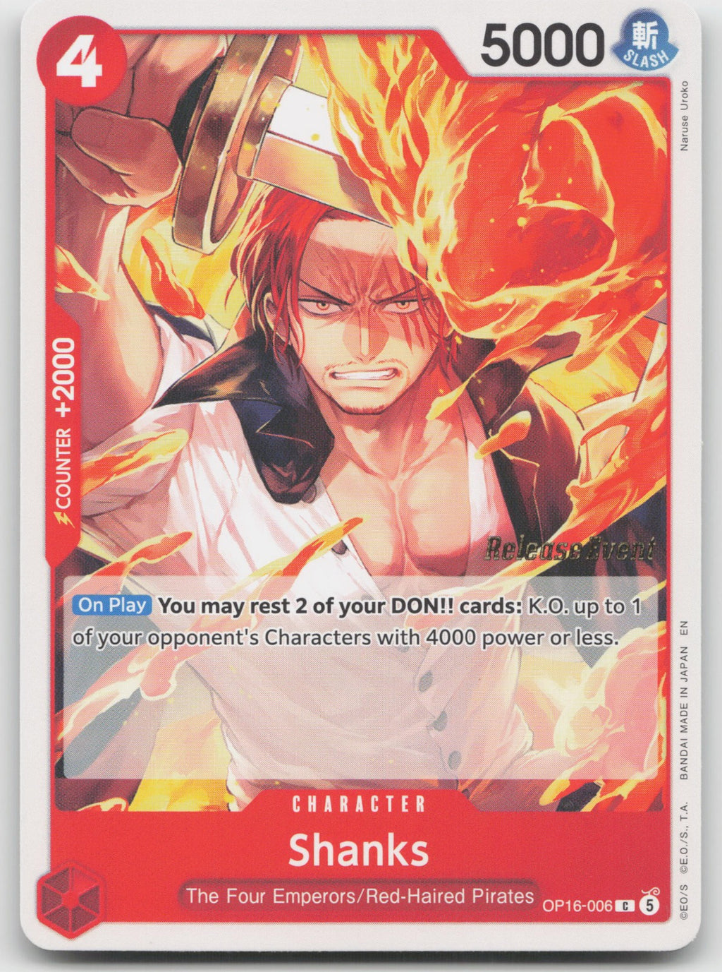 Shanks C The Time of Battle Release Event Cards OP16-006 NM