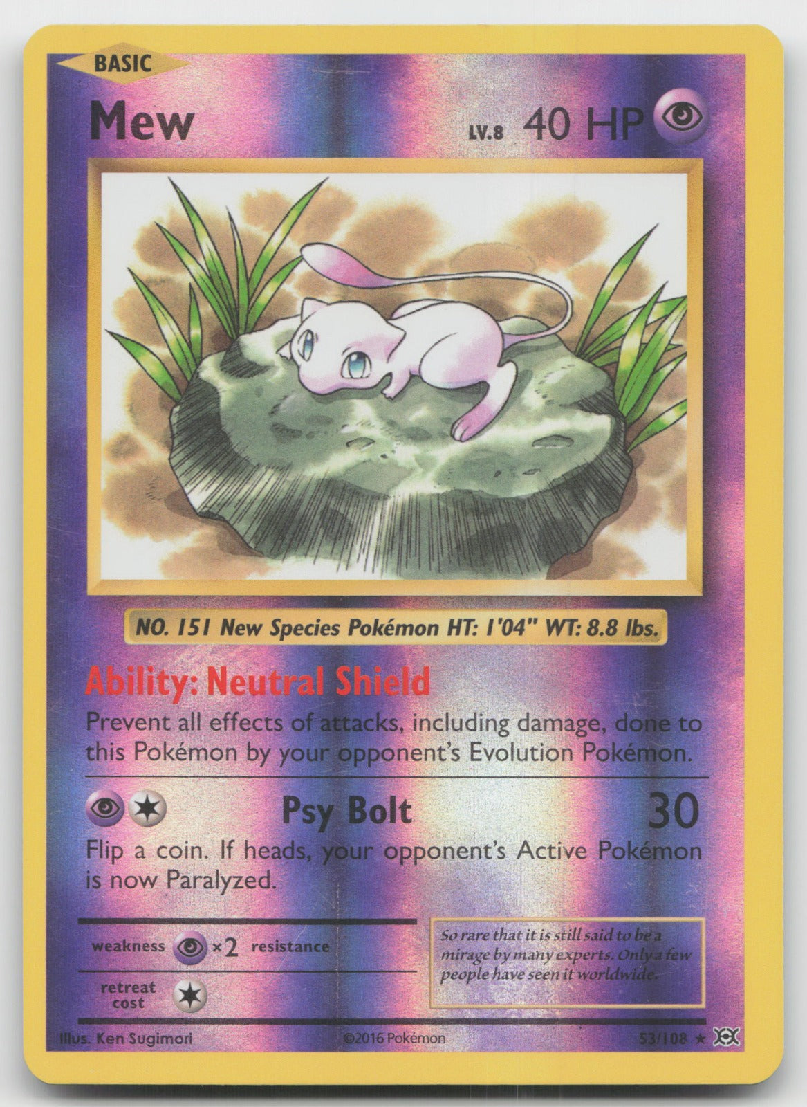 Mew Reverse Holo Rare XY - Evolutions 53/108 VLP