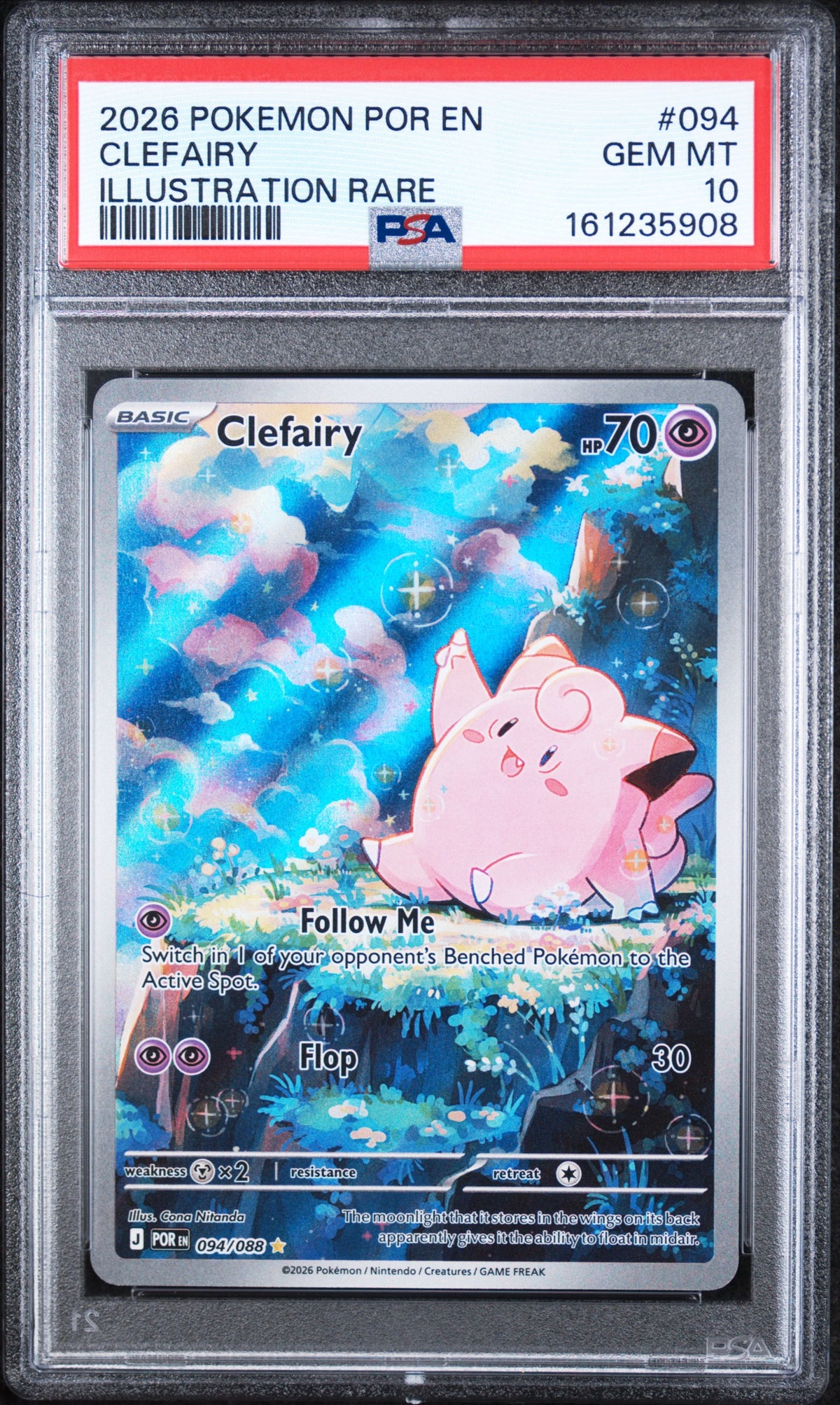 Clefairy Illustration Rare Pokemon Por En-Perfect Order 094/088 PSA 10