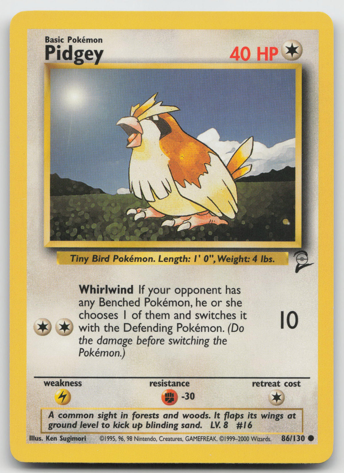 Pidgey Common Unlimited Base Set 2 86/130 LP