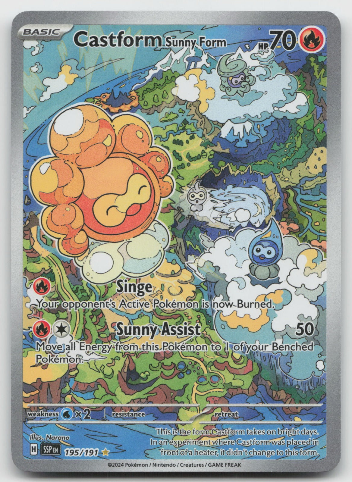 Castform Sunny Form Holo Illustration Rare SV08: Surging Sparks 195/191 NM