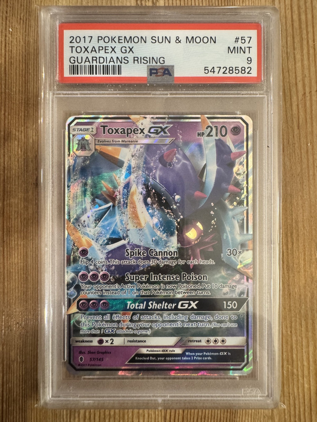 Toxapex GX Ultra Rare Holo SM - Guardians Rising 57/145 PSA 9