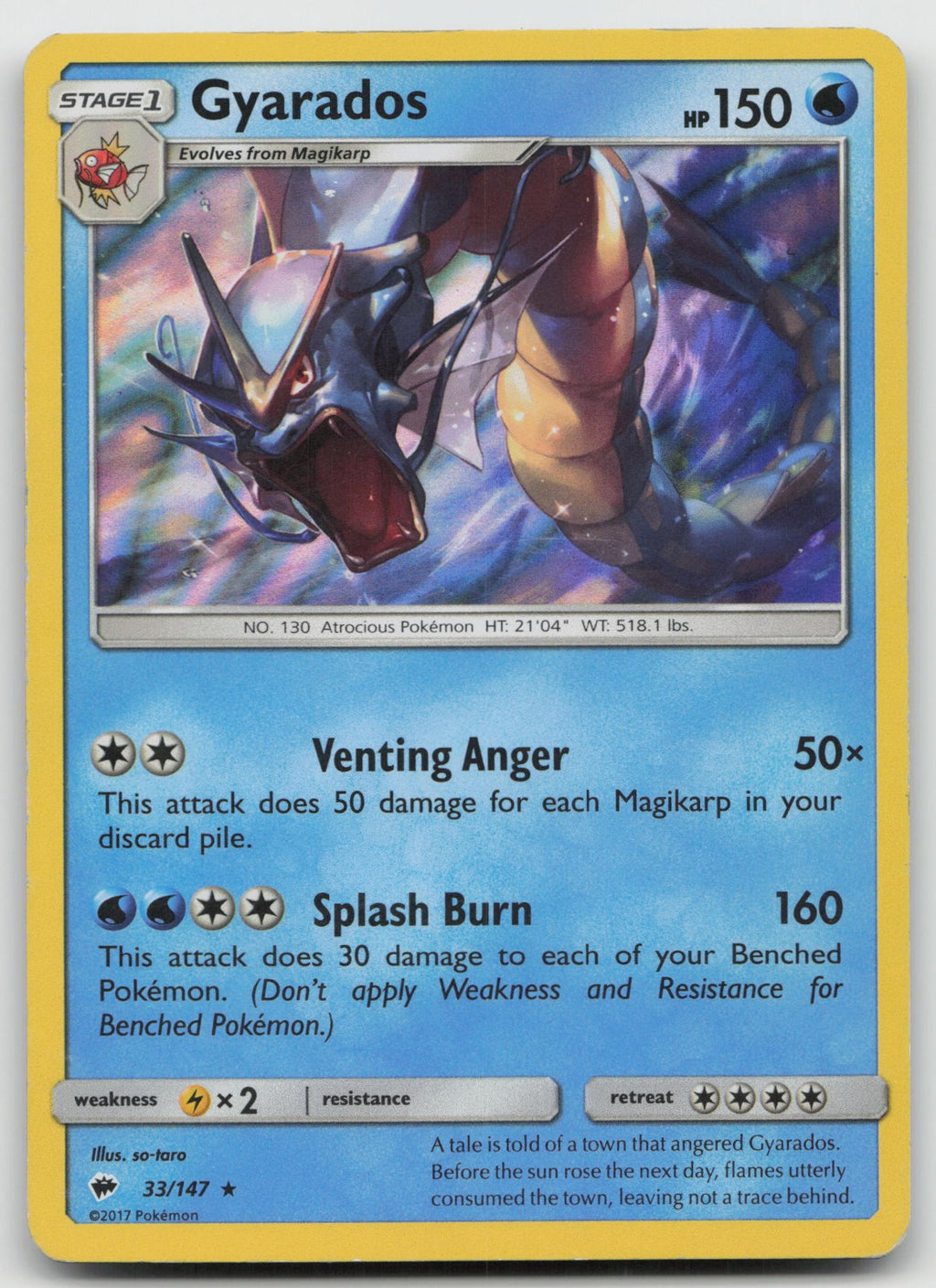 Gyarados Holo Rare SM - Burning Shadows 33/147 MP