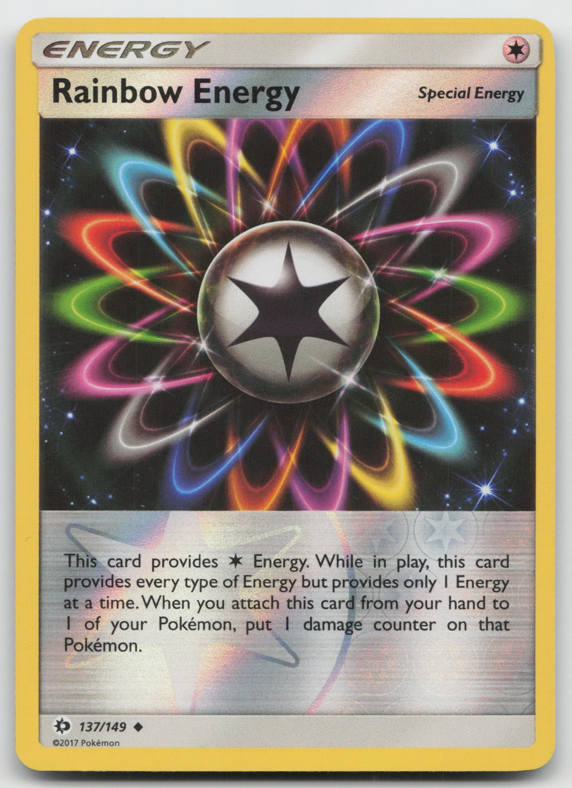Rainbow Energy Reverse Holo Uncommon SM Base Set 137/149 NM