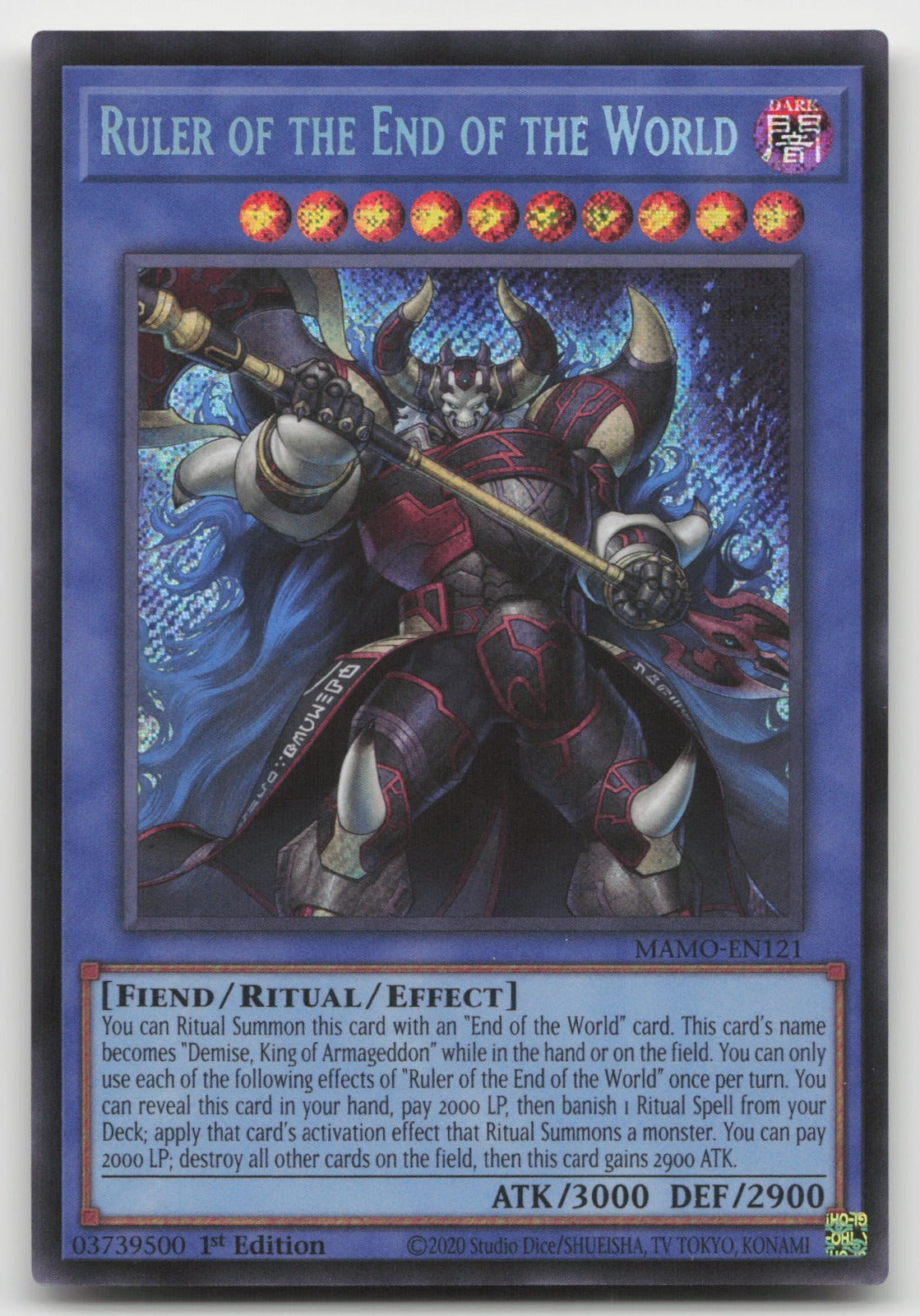 Ruler of the End of the World 1st Secret Rare Magnificent Monsters MAMO-EN121 NM