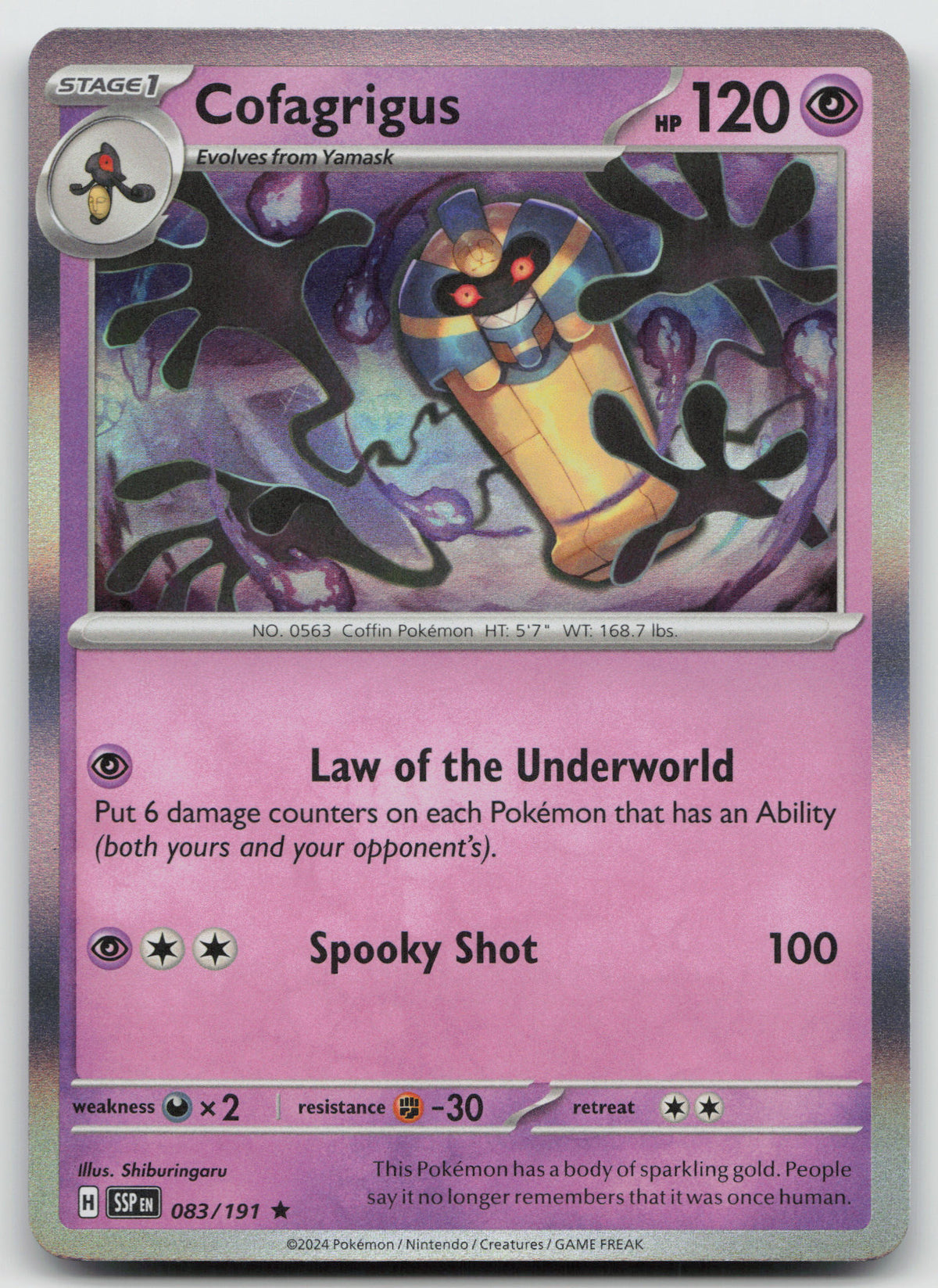 Cofagrigus Rare Holo SV08: Surging Sparks 083/191 NM