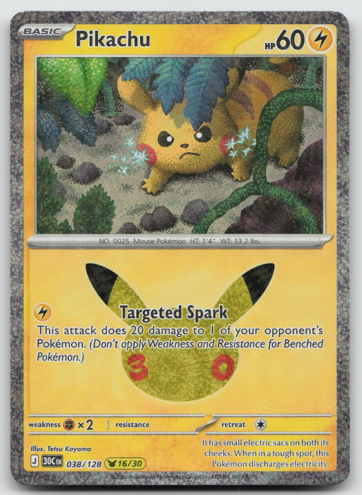 Pikachu Holo Pikachu Rare ME: 30th Celebration 038/128 NM
