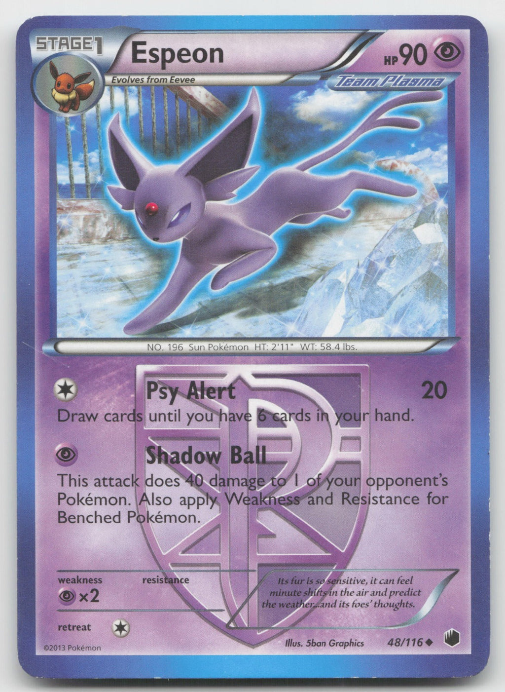 Espeon (Team Plasma) Uncommon Plasma Freeze 48/116 MP