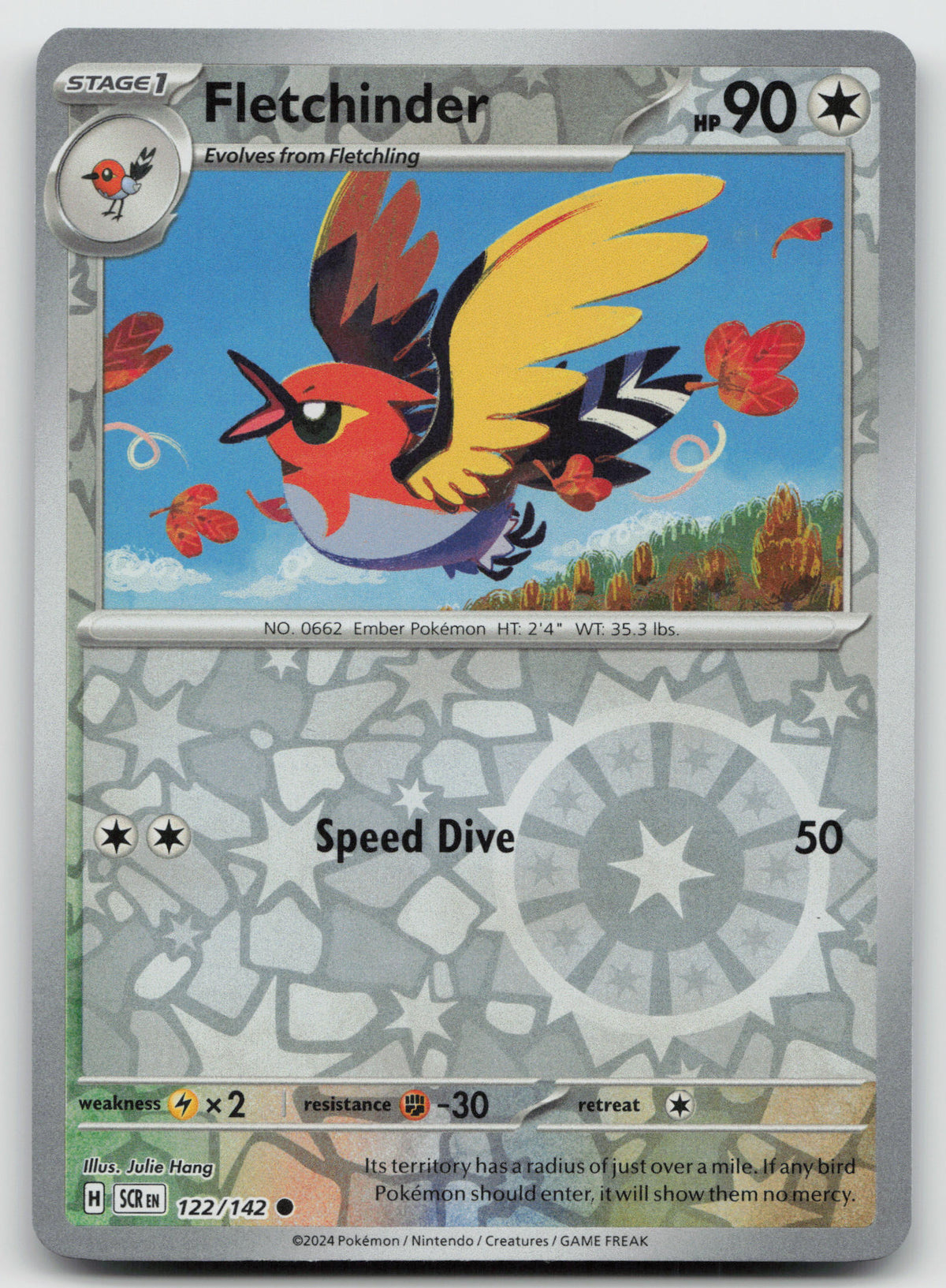 Fletchinder Common Reverse Holo SV07: Stellar Crown 122/142 NM