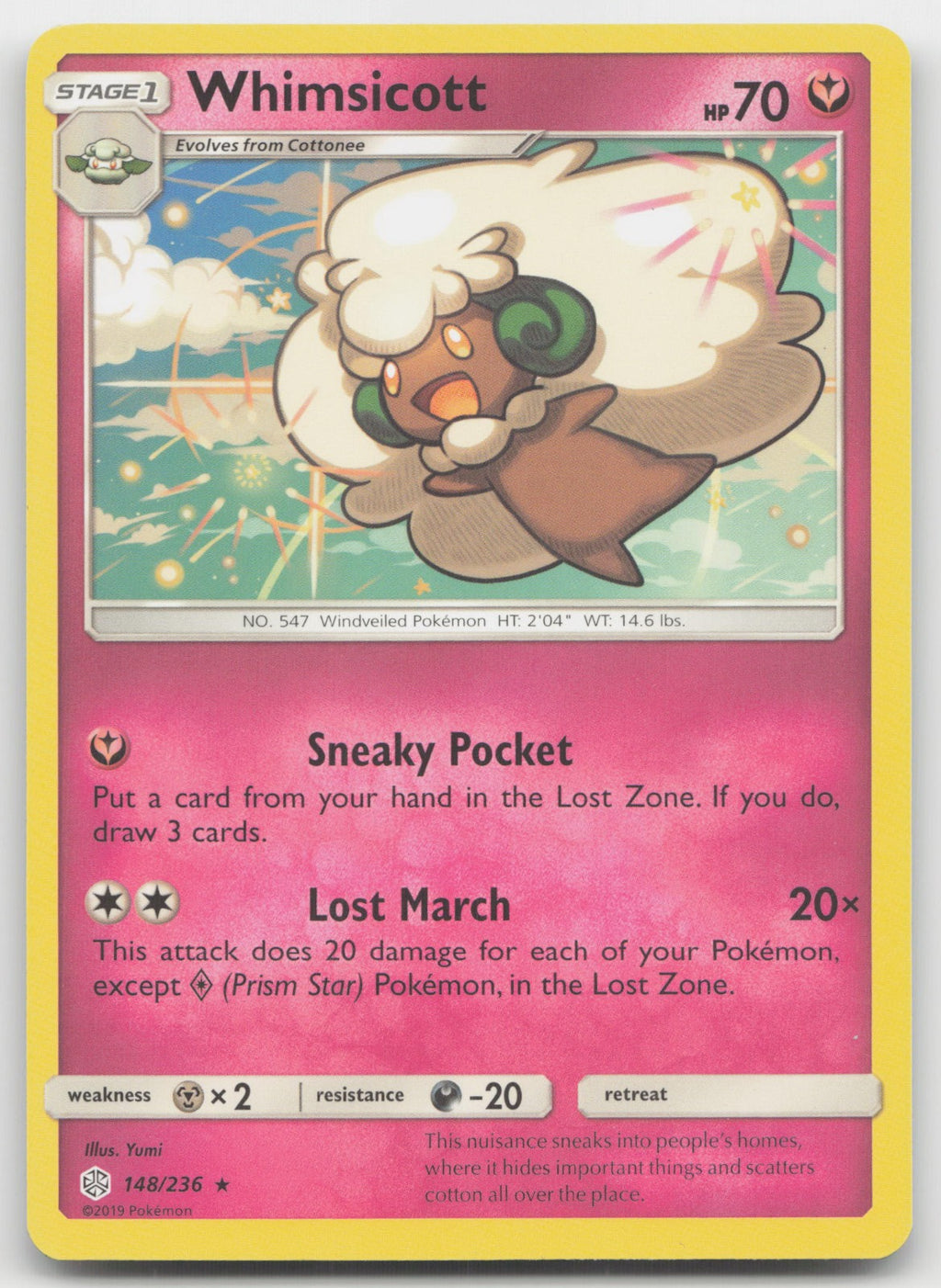 Whimsicott Rare SM - Cosmic Eclipse 148/236 NM