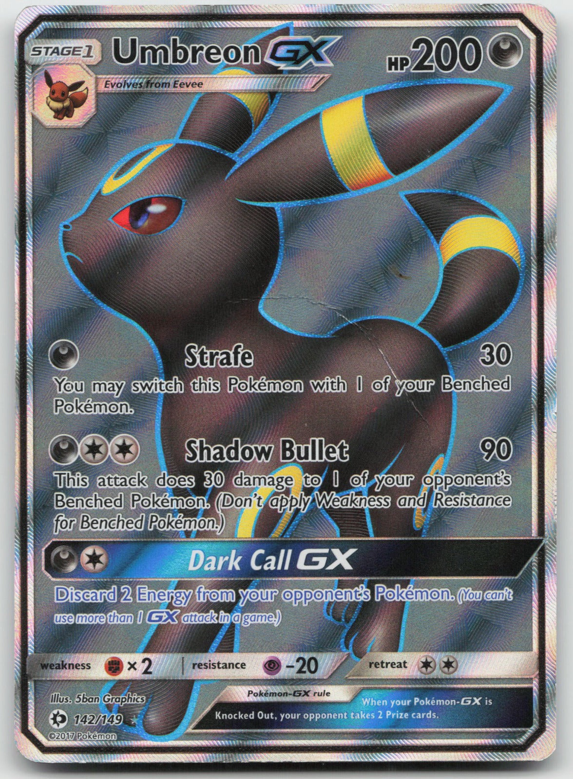 Umbreon GX (Full Art) Ultra Rare Holo SM Base Set 142/149 HP