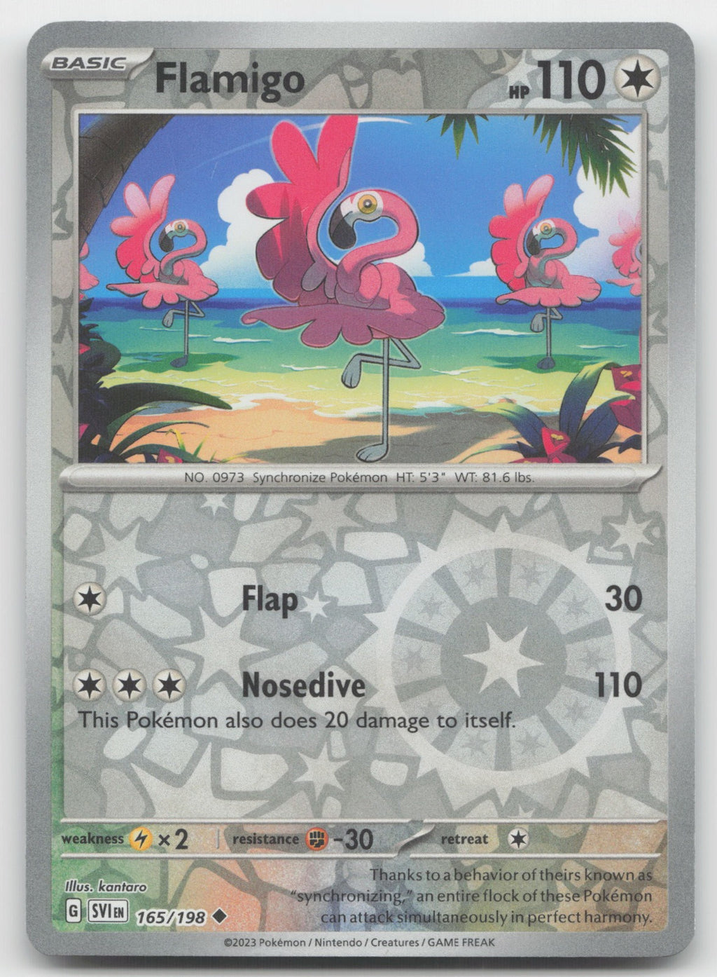 Flamigo Reverse Holo Uncommon SV01: Scarlet & Violet Base Set 165/198 NM