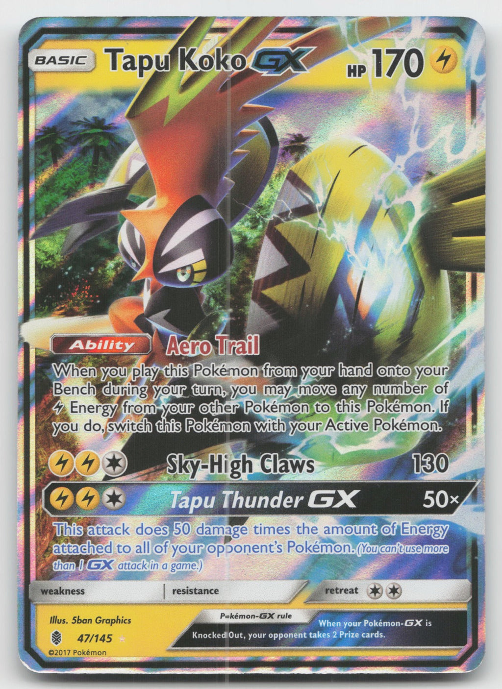 Tapu Koko GX Holo Ultra Rare SM - Guardians Rising 47/145 NM